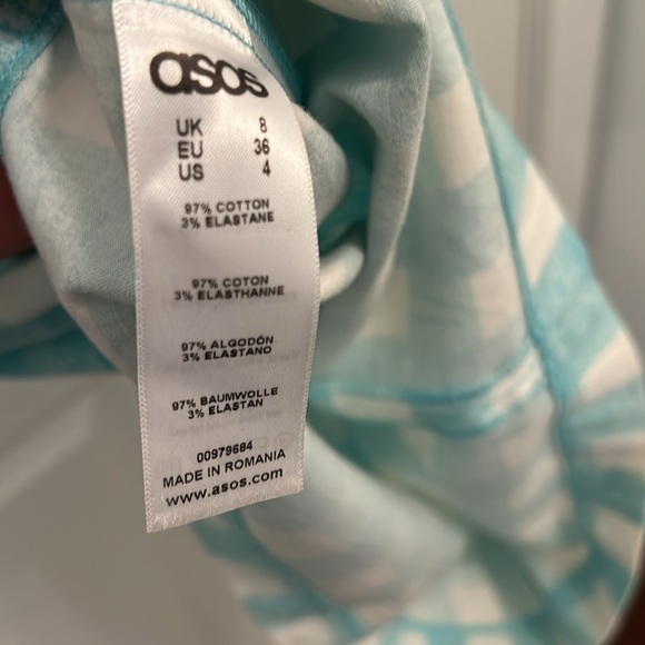 ASOS Size 4 White & Blue Gingham Dress - Picture 4 of 4